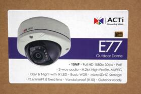 A-v12-000 Acti 888034003811 E77 10mp Outdoor Dome Network Camera - Adaptive Ir Wdr Fixed Lens Hd 1080