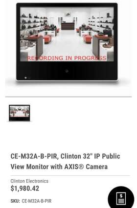 Ce-m32a-b-pir Clinton Electronics 32 Inch Ip Public View Monitor With Axis Camera