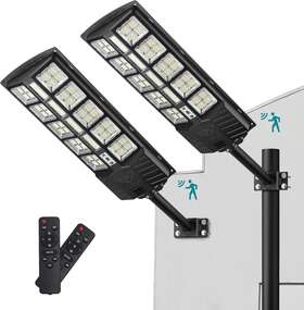 St5-107-2 Lovus 2 Pack 1500w Commercial Solar Street Lights 6000k Dusk To Dawn Flood Light