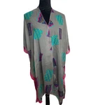 Nwt American Leisure Womens Sheer Boho Graphic Panel Mod Print Kimono One Size. Fixed Price $24.99.
