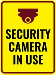 Portrait Round Plus Security Camera In Use Wall Door Sign. Fixed Price $9.99.
