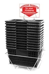 New 12 Standard Shopping Baskets - Chrome Handles Metal Sign Black. Fixed Price $105.09.