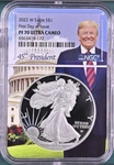 :2022-W S$1 American Eagle 1OZ Trump Core Ngc PF70UC Ultra Cam Fdoi R4 Top Pop. Fixed Price $249.95.