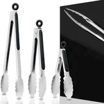 Heavy Duty Cooking Tongs, 3 Pack, Heat Resistant 480F, Long Handle, Silver. Fixed Price $23.98.