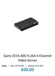 Ganz H.264 Ch Analog Video Encoder. Fixed Price $250.00.