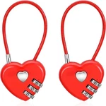 Red Digit Combination Padlock, 3MM Shackle, Zinc Alloy Heart Shaped. Fixed Price $49.95.