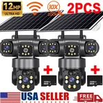 3 Lens 12MP Solar Battery Home Security Camera Outdoor Wifi Wireless Ptz Cctv Us. Fixed Price $139.99.