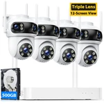Wireless Outdoor Home Security Camera System Cctv Triple Lens Three Screen Cams. Fixed Price $299.99.
