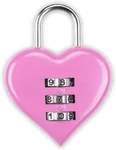 Red Digit Combination Padlock, 3MM Shackle, Zinc Alloy Heart Shaped. Fixed Price $55.50.