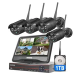 Hiseeu 5MP Wireless Wifi Security Camera System 10CH Nvr 10''LCD Monitor Lot. Fixed Price $220.99.