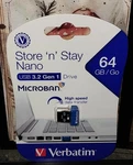2 Verbatim 64GB Store 'n' Stay Nano Usb 3.0 Flash Drive - Blue 98711. Fixed Price $29.00.