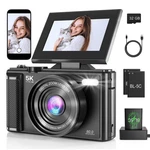 5K Digital Camera With Sd Card 32GB, Vlogging Video For Compact, Black. Fixed Price $148.18.