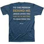 Person Behind Me Jesus Loves You Rev. 3:20 Indigo Cotton Shirt Unisex Small. Fixed Price $24.95.
