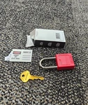 (qty 5) Master 410RED Zenex Thermoplastic Safety Padlock, 1.5" (38MM) Wide. Fixed Price $40.57.