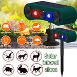 Solar Outdoor Motion Sensor Alarm 2*130DB Ultrasonic Siren With 4 Modes Flashing. Fixed Price $19.98.