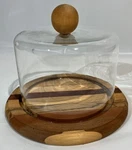 Vintage Glass Dome Cheese Dessert Board Cedar Creek Woodcraft American Made. Fixed Price $17.15.