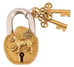Antique Dog Design Brass Pad Lock With 2 Keys, Door Home Office Security. Fixed Price $80.29.